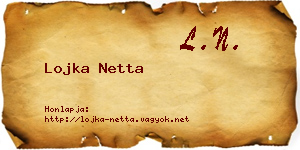 Lojka Netta névjegykártya